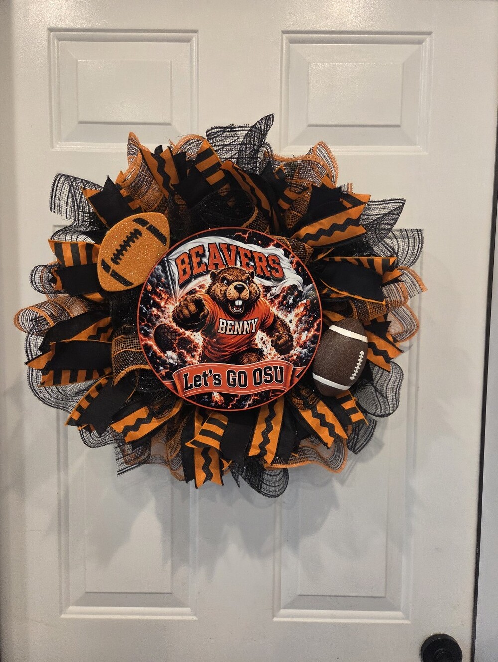 Oregon Beavers 'Let's Go OSU' Football Wreath - Orange & Black